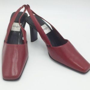 IMPO Square Toe Berry Slingback Heels